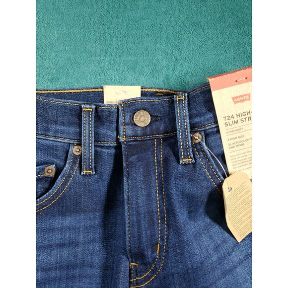 Levis 724 Jeans Size 0 Short Womens Blue Pants Stretch High Rise Straight NWT - Picture 9 of 16